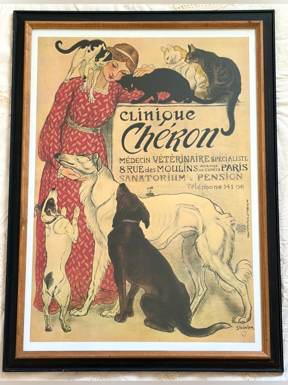 Vinatge- 1905 Art Nouveau Veterinary Poster "Clinique Chéron" by Steinlen.